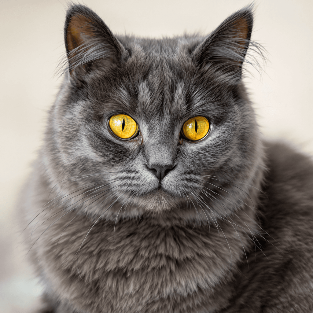 Gray Cat with Yellow Eyes