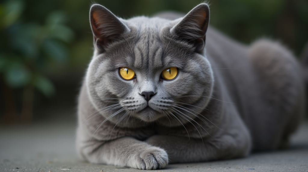 Gray Cat with Yellow Eyes