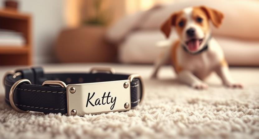 Katty dog collar with name